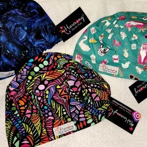 2 BRAND NEW WITH TAGS HARMONY EURO STYLE SCRUB HATS